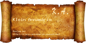Klein Annamária névjegykártya